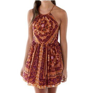 Ecoté Urban Outfitters Halter Top Mini Dress Open Back Magenta Orange Women’s 6